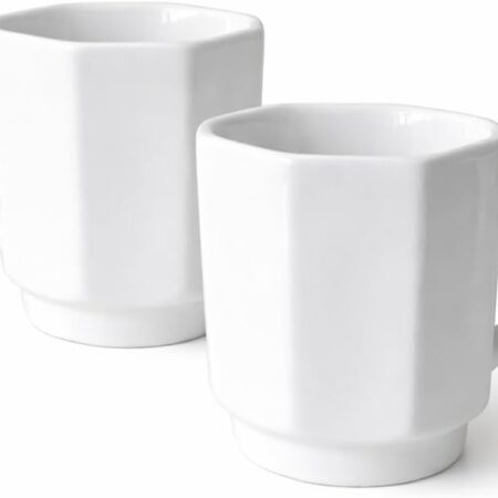 Minimalist White Ceramic Coffee Mug Set of 2 – 12 oz Modern Style Cups – Matte Finish – Elegant Kitchen & Café Aesthetic – Dishwasher Safe - inspired by Italian coffee design