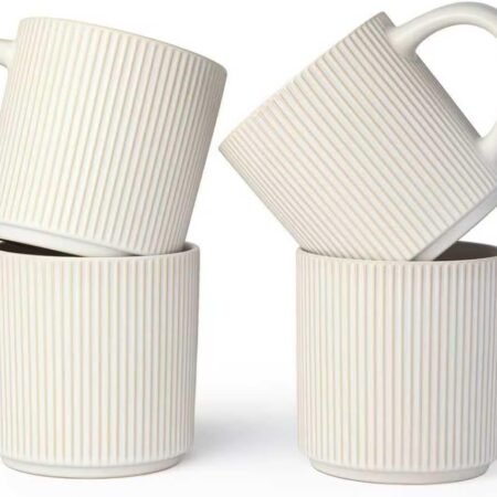 Matte White Coffee Mugs Set of 4, 12 Ounce Mug with Handles, Ceramic  Catering Coffee Cups, Porcelain Mugs Sets for Coffee, Tea, Hot Cocoa, Milk, Microwave and Dishwasher Safe