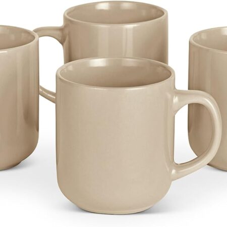 Ceramic Coffee Mugs, Ceramic 4-Piece Set, 16 oz, Microwave and Dishwasher-Safe, Linen Gray