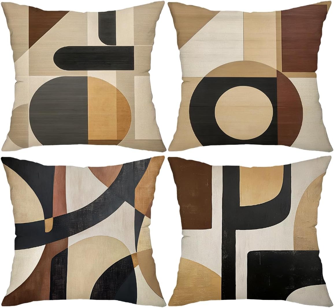 Modern Abstract Geometric Decorative Throw Pillow Set (4-Piece) - Image 2