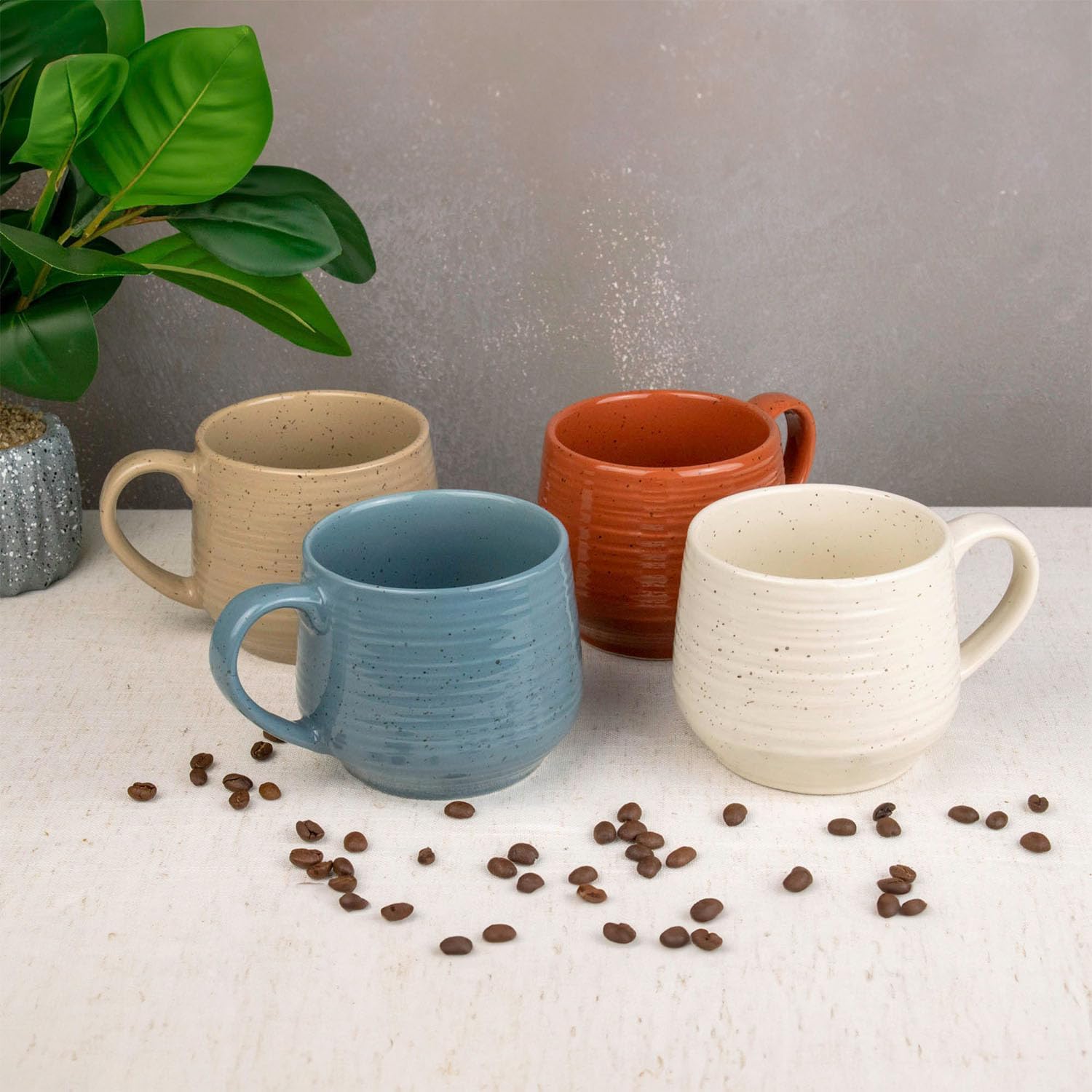 17.5 oz Coffee Mugs Set of 4, Rustic Ceramic Mug with Speckled Reactive Glaze, Large Pottery Drinkware for Coffee or Tea, Dishwasher & Microwave Safe Mugs, - Image 2