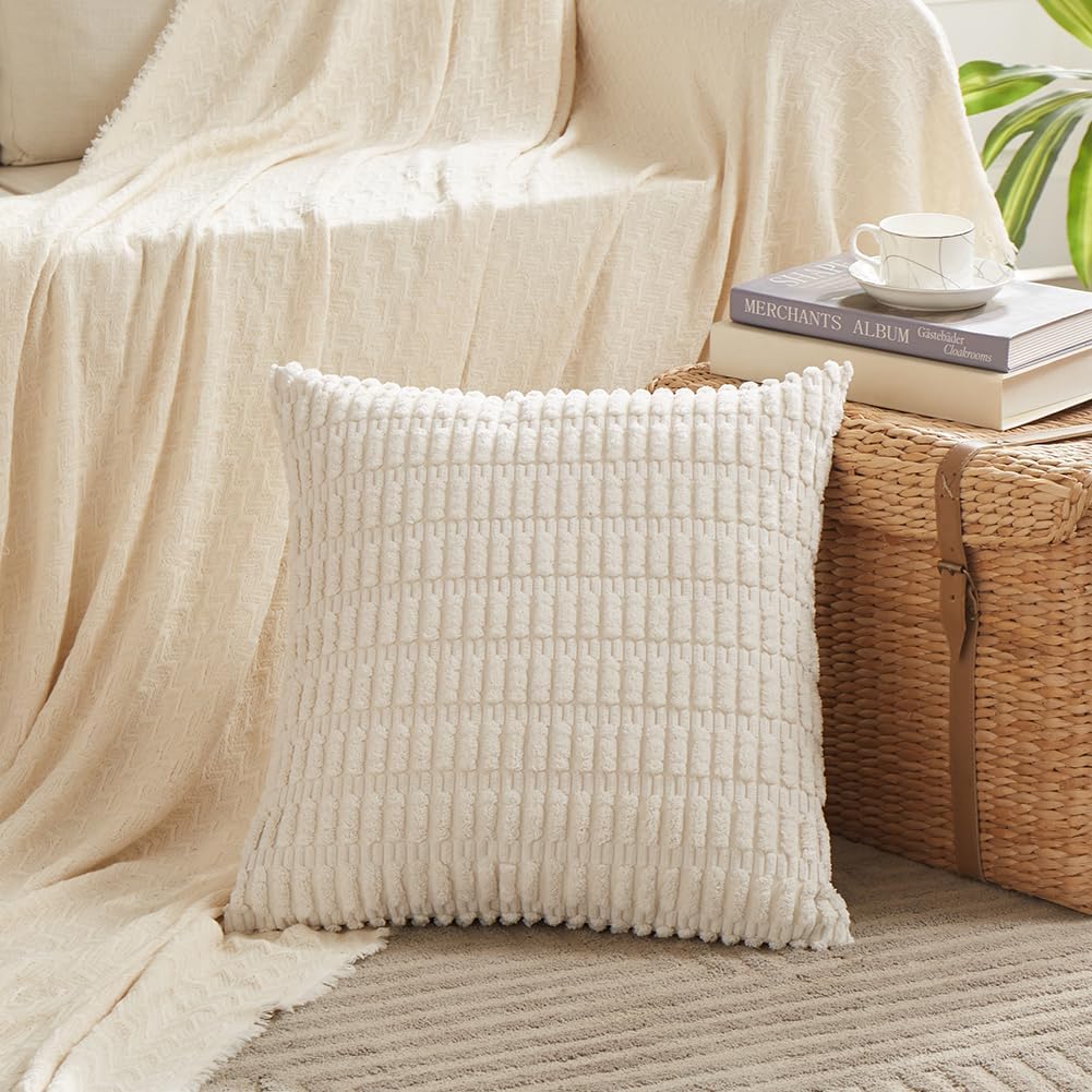 Cream Corduroy Decorative Throw Pillow Set (4-Piece) - Image 2