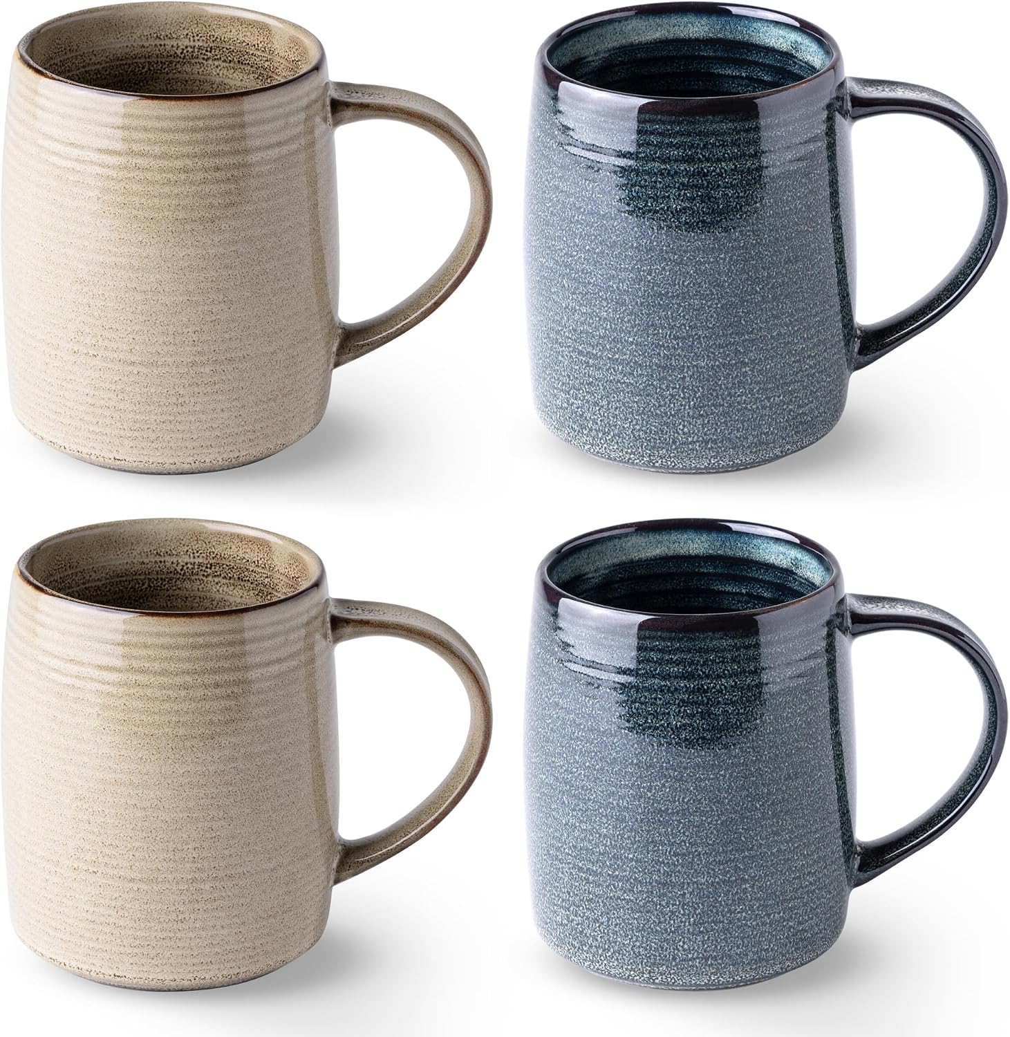 Large Coffee Mugs Set of 4, 18oz Handmade Ceramic Coffee Mugs Set with Gradient color for Latte/Tea/Beer/Hot Cocoa, Dishwasher & Microwave Safe, Multi-Color